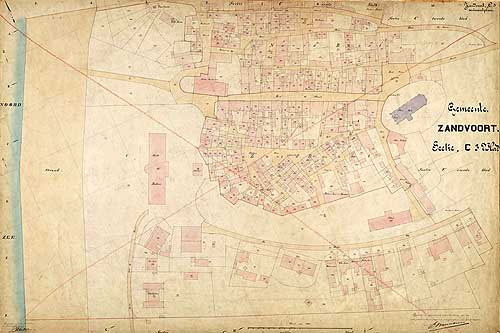 kadasterkaart Zandvoort Zuid uit 1886